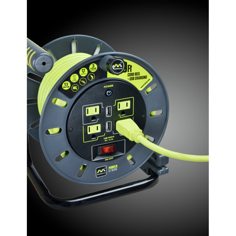 Luceco Masterplug 50Ft Extension Cord Reel W USB & Reviews Wayfair Canada